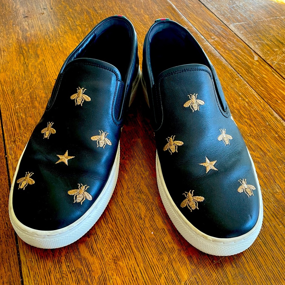 Gucci black slips ons.  Size 11.